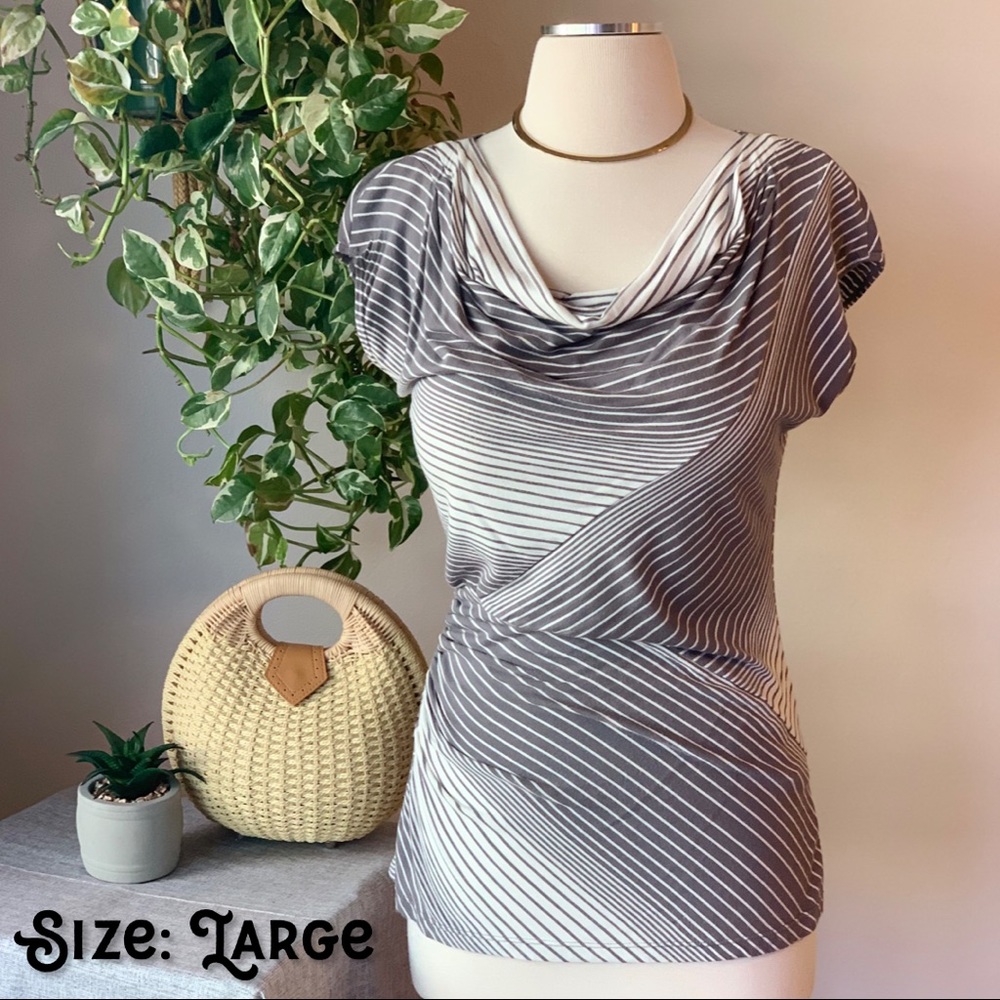 Fitted Cowl Neck Asymmetrical Blouse
